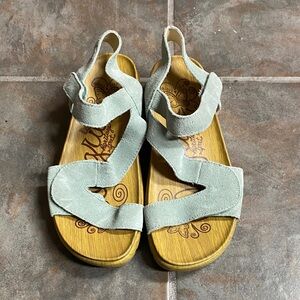 Alegria Light Blue and Cream Sandals